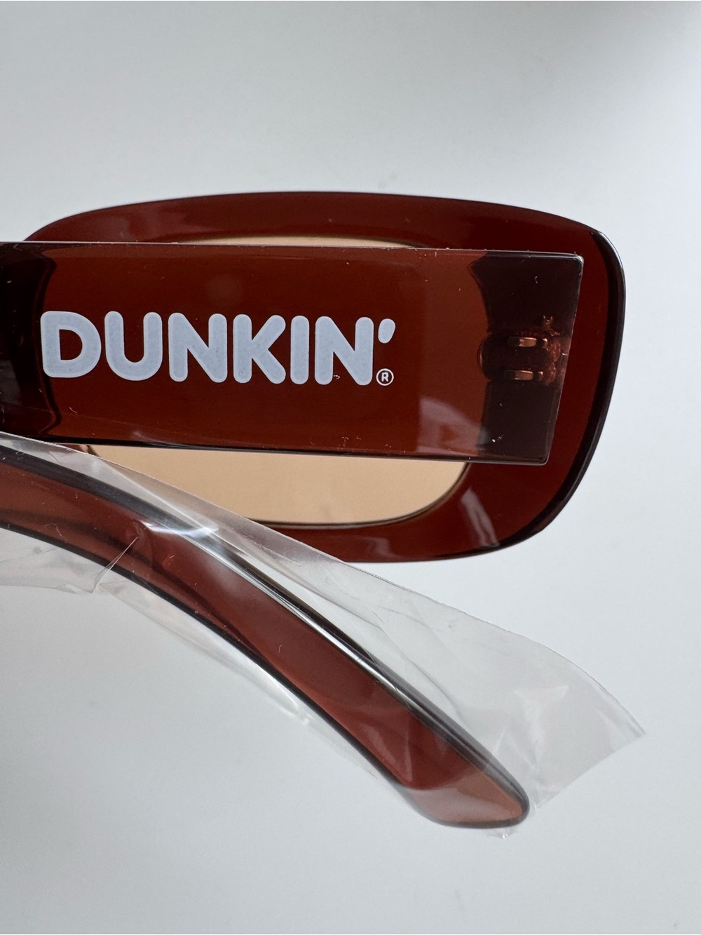DUNKIN' DONUTS Rectangular Brown Sunglasses with Logo on lens and side arm. O/S - Picture 2 of 5